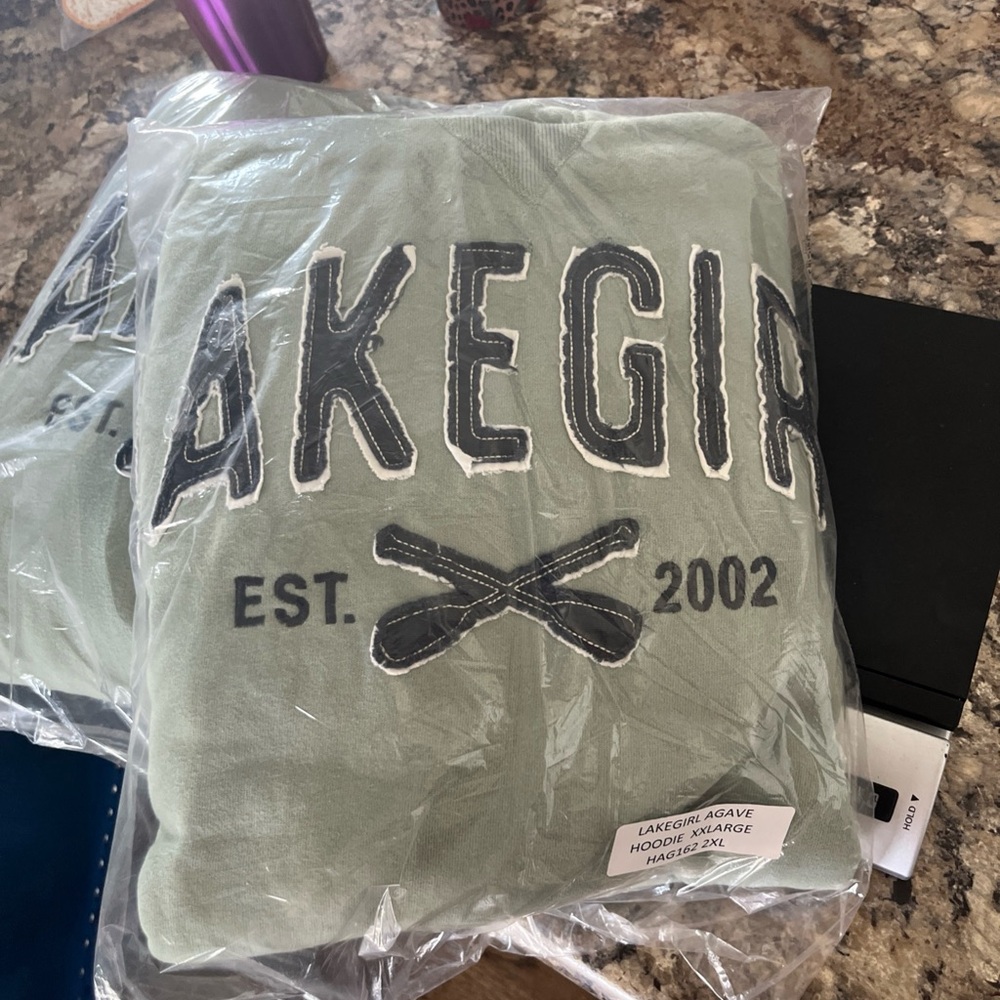 NEW LakeGirl Agave Sage Green & Navy Hoodie XXL 2XL HAG162 Pull Over Women’s